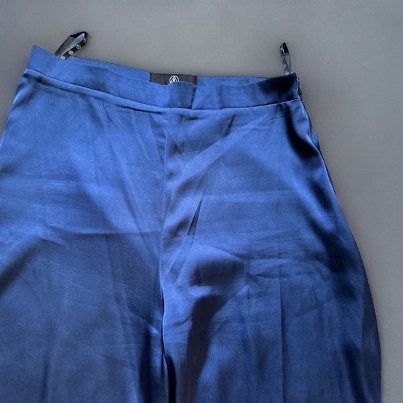 Missguided Petite Satin Wide Leg Trousers Blue - Picture 3 of 8